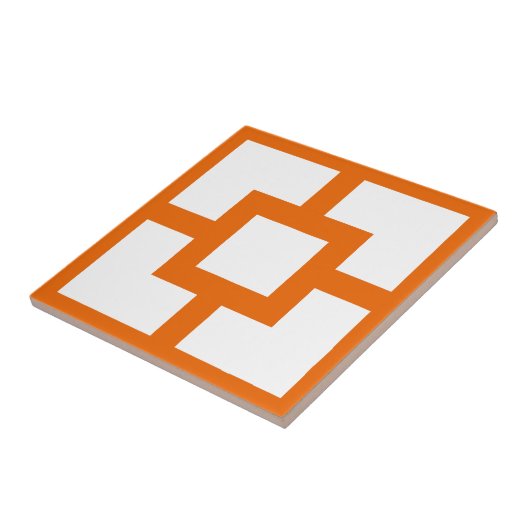 Midden-eeuws modern Sinaasappel en wit Breeze Bloc Tegeltje (Zijkant)