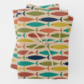 Midden-eeuws modern vispatroon inpakpapier vel (In situ)