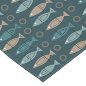 Midden eeuws modern vispatroon teal brons korte tafelloper (Hoek)