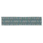 Midden eeuws modern vispatroon teal brons korte tafelloper (Horizontaal)