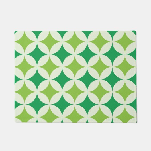 Midden eeuws modern wit groene stervormige patrone deurmat (Voorkant)