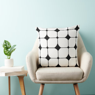 Midden eeuws modern zwart wit geometrisch kussen