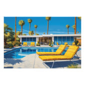 Midden-eeuws modern zwembad foto afdruk (Voorkant)