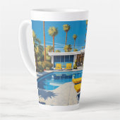 Midden-eeuws modern zwembad latte mok (Linkerhoek)