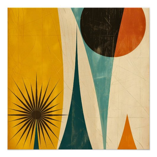 Midden eeuws moderne abstracte geometrische kunst perfect poster (Voorkant)