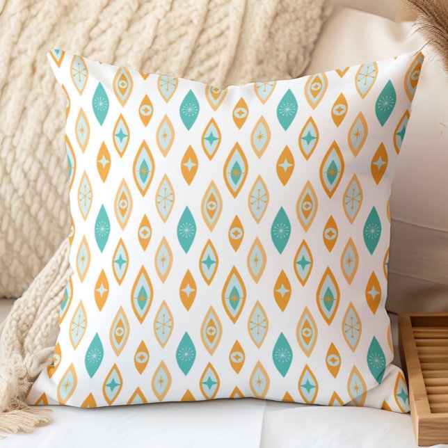 Midden-eeuws moderne atoomvormen Aqua, Sinaasappel Kussen (Creator heeft geüpload)