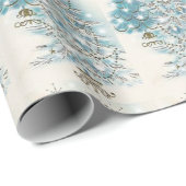 Midden eeuws moderne blauwe zilveren kerstbomen cadeaupapier (Rol Hoek)