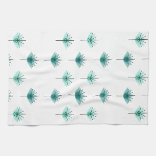 Midden eeuws moderne bloemen turquoise theedoek