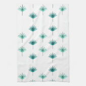 Midden eeuws moderne bloemen turquoise theedoek (Verticaal)