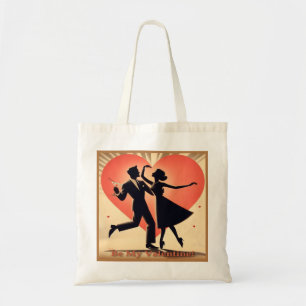 Midden eeuws moderne dansend Valentijnskoppel Tote Bag