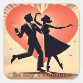Midden eeuws moderne dansend Valentijnskoppel Vierkante Sticker (Voorkant)