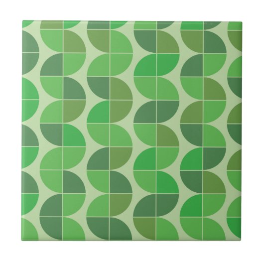 Midden eeuws moderne geometrisch abstract groen tegeltje (Voorkant)