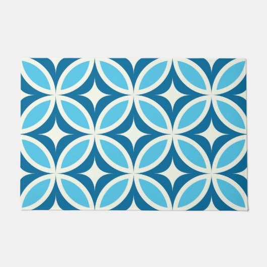 Midden eeuws moderne geometrisch blauw patroon deurmat (Voorkant)