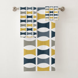 Midden eeuws moderne geometrisch patroon Navy most Bad Handdoek