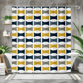 Midden eeuws moderne geometrisch patroon Navy most Douchegordijn