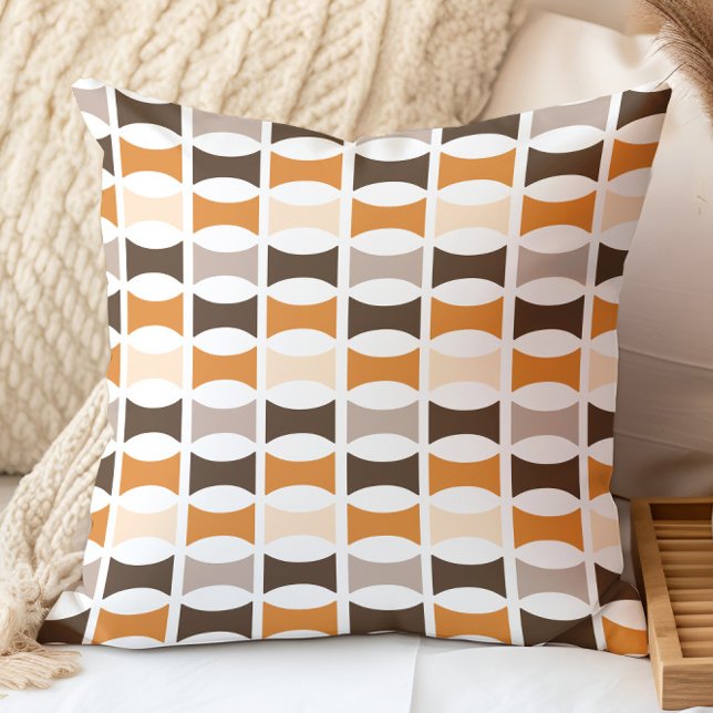 Midden eeuws moderne geometrische oranje aardetint kussen (Creator heeft geüpload)