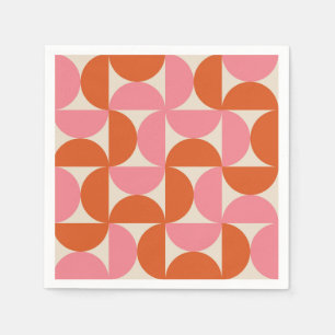 Midden eeuws moderne geometrische roze oranje patr servet