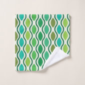 Midden eeuws moderne groene turquoise Ogee patroon Bad Handdoek (Wasdoekje)