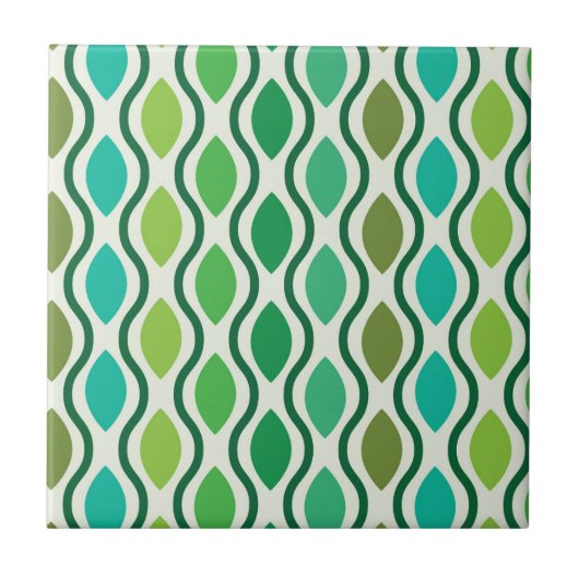 Midden eeuws moderne groene turquoise Ogee patroon Tegeltje (Voorkant)