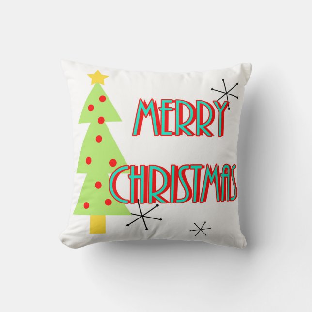 Midden eeuws moderne kerstbomen retro kussen (Voorkant)
