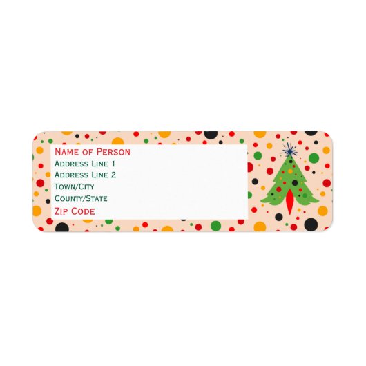 Midden eeuws moderne kerstboom retouradres etiket (Voorkant)