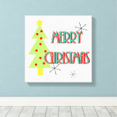 Midden eeuws moderne kerstboom retro canvas afdruk (Insitu (Houten vloer))
