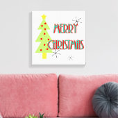 Midden eeuws moderne kerstboom retro canvas afdruk (Insitu (Woonkamer))