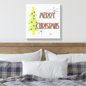 Midden eeuws moderne kerstboom retro canvas afdruk (Insitu (Slaapkamer))
