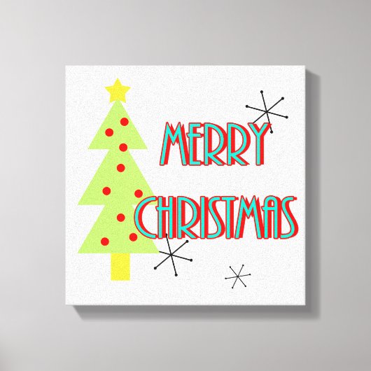 Midden eeuws moderne kerstboom retro canvas afdruk (Voorkant)