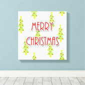 Midden eeuws moderne kerstboom retro canvas afdruk (Insitu (Houten vloer))