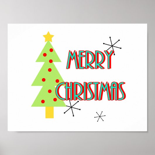 Midden eeuws moderne kerstboom retro poster (Voorkant)