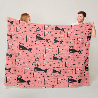 Midden eeuws moderne Kerstkatten Retro atoomtijdpe Fleece Deken