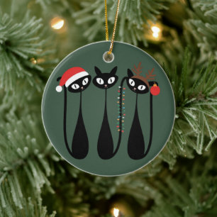Midden eeuws moderne Kerstkatten Retro Klassiek Keramisch Ornament