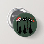 Midden eeuws moderne Kerstkatten Retro Klassiek Ronde Button 5,7 Cm (Voorkant /achterkant)