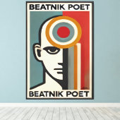 Midden eeuws moderne kunst Beatnik-dichter Canvas Afdruk (Insitu (Houten vloer))