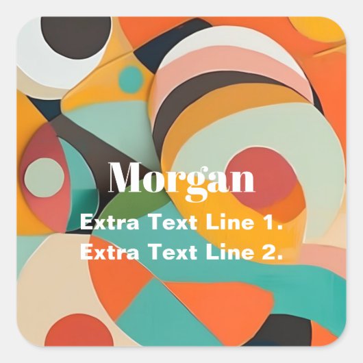 Midden eeuws moderne kunst, naam of monogram geome vierkante sticker (Voorkant)