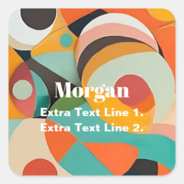 Midden eeuws moderne kunst, naam of monogram geome vierkante sticker