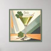 Midden eeuws moderne kunst Shamrock Martini Sláint Canvas Afdruk (Voorkant)