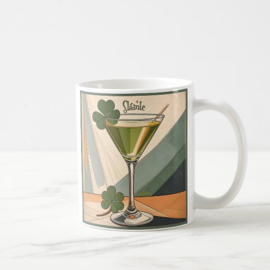 Midden eeuws moderne kunst Shamrock Martini Sláint Koffiemok (Rechts)