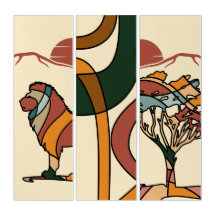 Midden eeuws moderne leeuw safari wandkunst