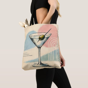 Midden eeuws moderne martini pastel minimalistisch tote bag