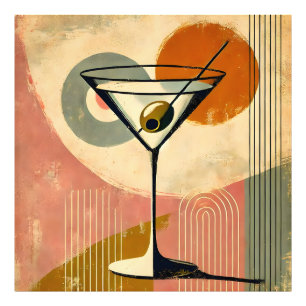 Midden eeuws moderne minimalistische kunst Martini Foto Afdruk