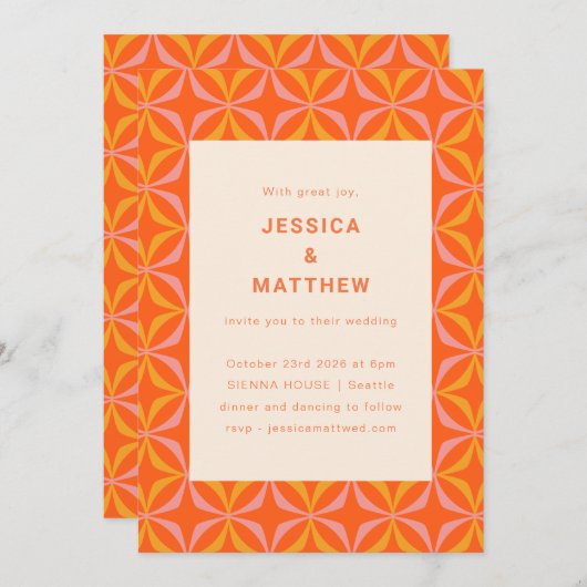 Midden eeuws moderne oranje geometrische unieke tr kaart (Voorkant / Achterkant)