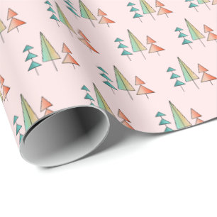midden eeuws moderne regenboog bomen blozen turquo cadeaupapier