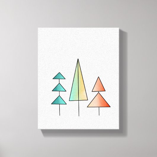 midden eeuws moderne regenboog bomen blozen turquo canvas afdruk (Voorkant)