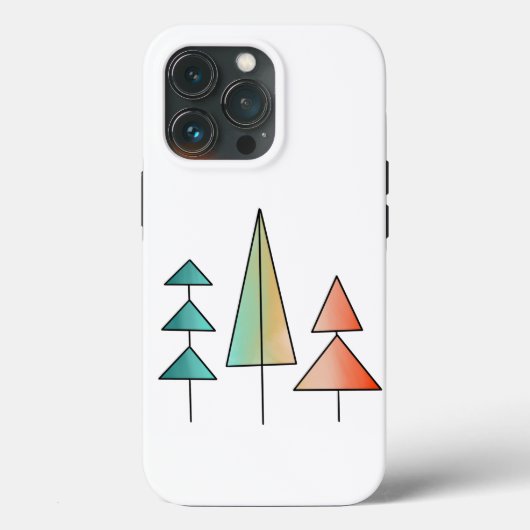 midden eeuws moderne regenboog bomen blozen turquo Case-Mate iPhone case (Achterkant)
