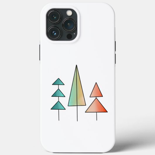 midden eeuws moderne regenboog bomen blozen turquo Case-Mate iPhone case (Achterkant)