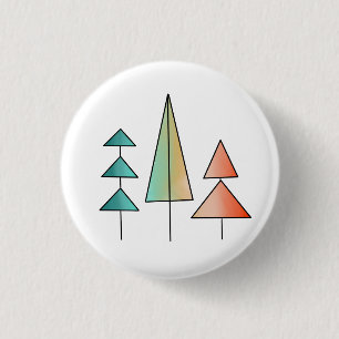 midden eeuws moderne regenboog bomen blozen turquo ronde button 3,2 cm