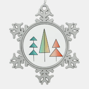 midden eeuws moderne regenboog bomen blozen turquo tin sneeuwvlok ornament