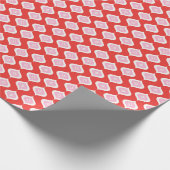 Midden eeuws moderne rood en roze kerst geometrisc cadeaupapier (Hoek)